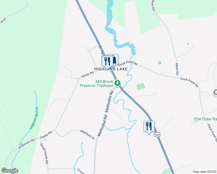 map of restaurants, bars, coffee shops, grocery stores, and more near 1446 Methodist Road in Westbrook