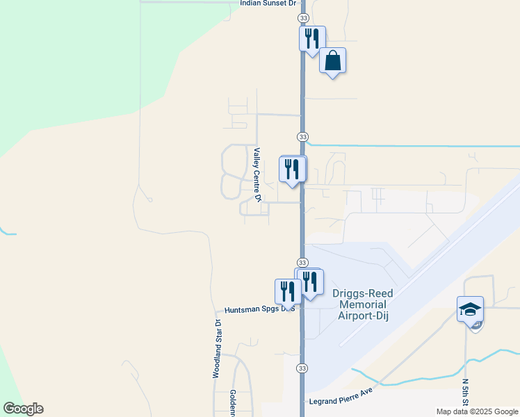 map of restaurants, bars, coffee shops, grocery stores, and more near 633 Buffalo Junction Loop in Driggs