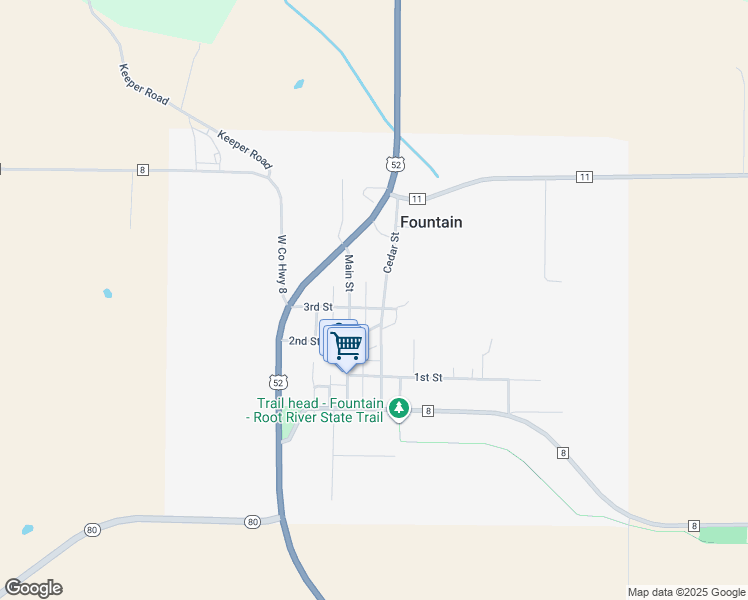 map of restaurants, bars, coffee shops, grocery stores, and more near in Fountain