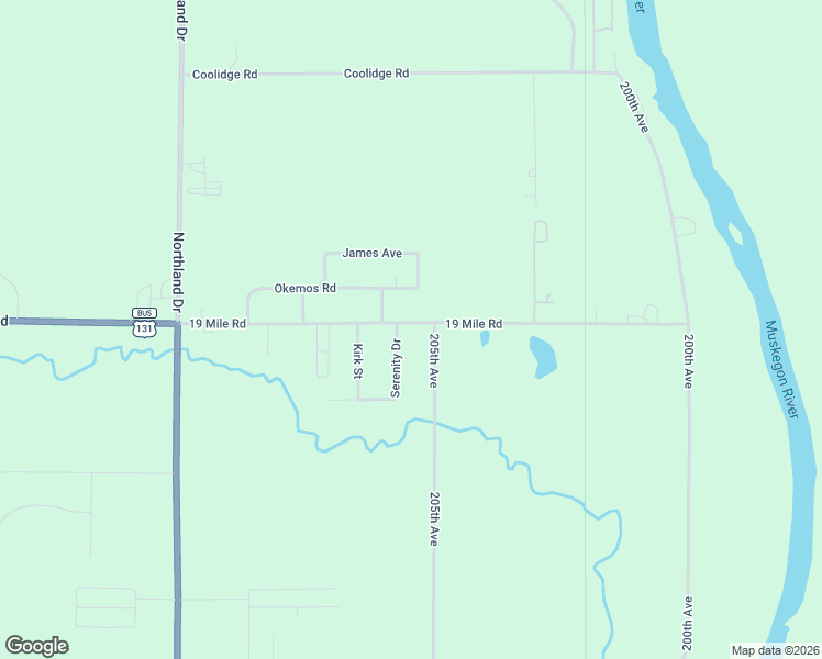 map of restaurants, bars, coffee shops, grocery stores, and more near 20530 19 Mile Road in Big Rapids
