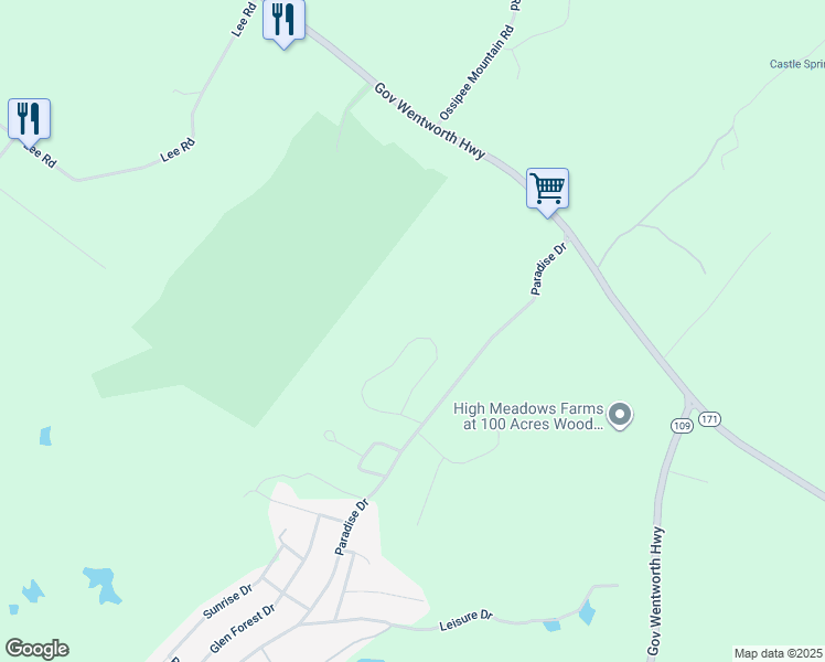 map of restaurants, bars, coffee shops, grocery stores, and more near 77 Mountain View Drive in Moultonborough