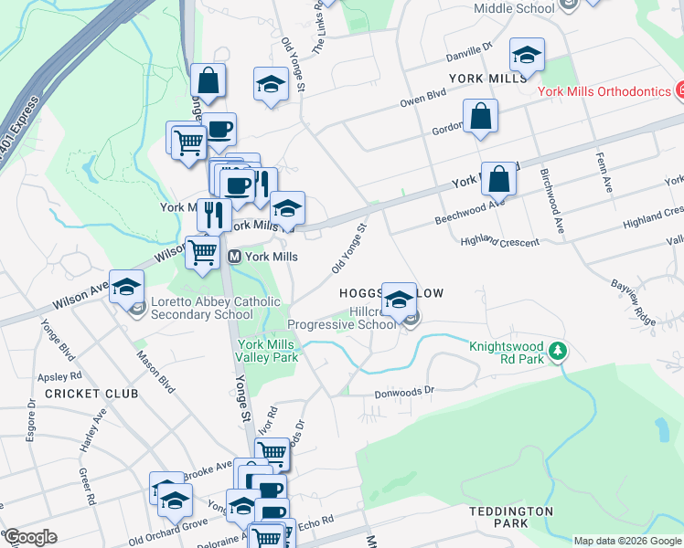 map of restaurants, bars, coffee shops, grocery stores, and more near in Toronto