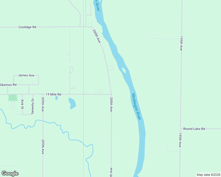 map of restaurants, bars, coffee shops, grocery stores, and more near 19222 200th Avenue in Big Rapids