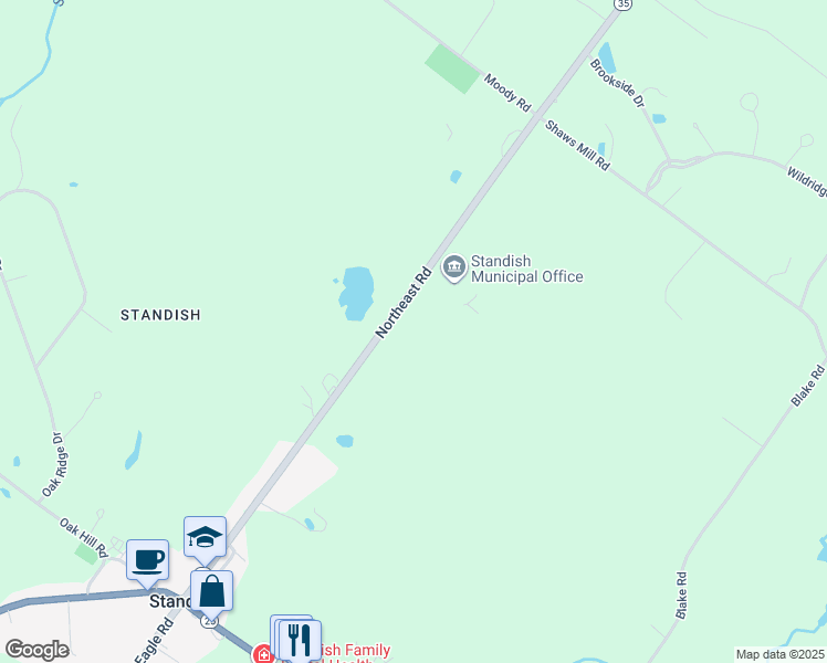 map of restaurants, bars, coffee shops, grocery stores, and more near 149 Northeast Road in Standish