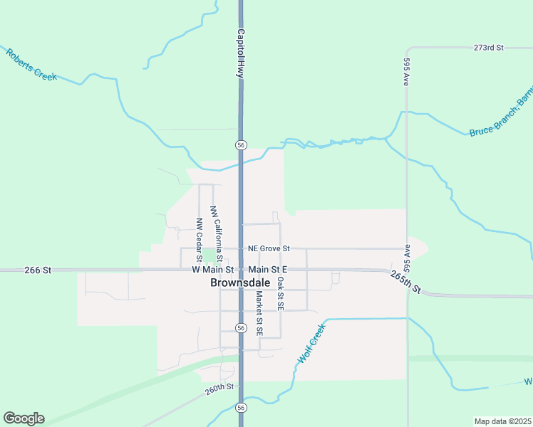 map of restaurants, bars, coffee shops, grocery stores, and more near 105 Latham Street Northeast in Brownsdale