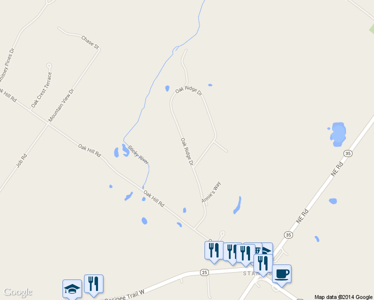 map of restaurants, bars, coffee shops, grocery stores, and more near 57 Oak Ridge Drive in Standish