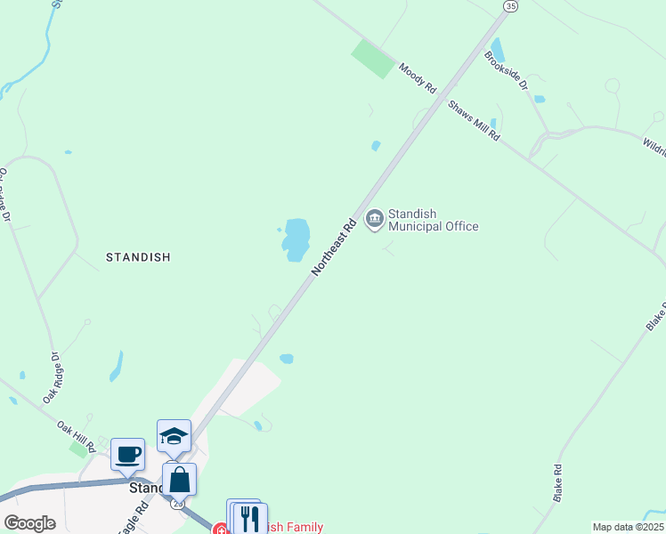 map of restaurants, bars, coffee shops, grocery stores, and more near 149 Northeast Road in Standish