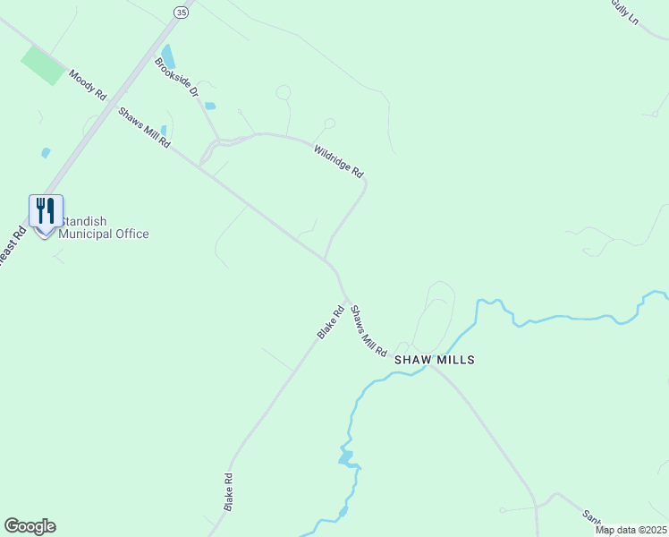 map of restaurants, bars, coffee shops, grocery stores, and more near 40 Shaws Mill Road in Standish