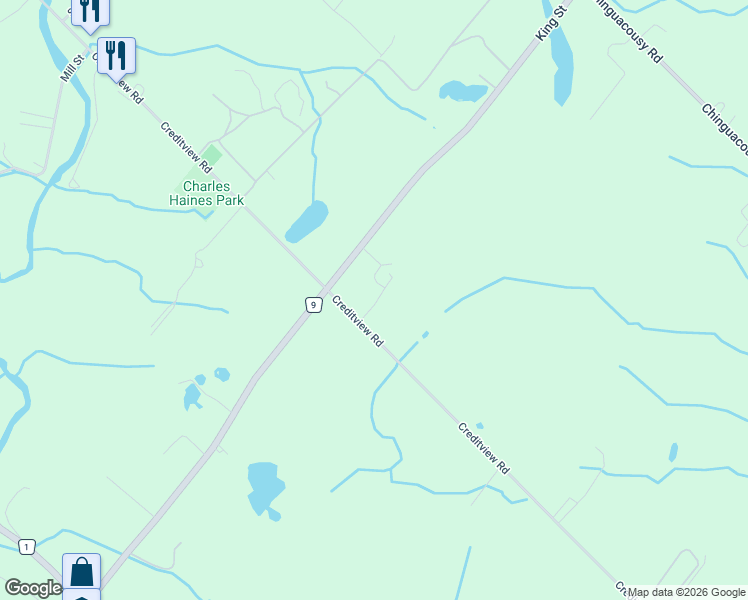 map of restaurants, bars, coffee shops, grocery stores, and more near 13951 Creditview Road in Regional Municipality of Peel