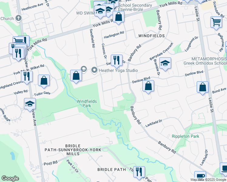 map of restaurants, bars, coffee shops, grocery stores, and more near in Toronto