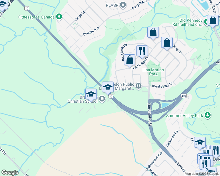 map of restaurants, bars, coffee shops, grocery stores, and more near in Regional Municipality of Peel