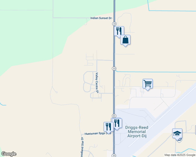 map of restaurants, bars, coffee shops, grocery stores, and more near 786 Valley Centre Drive in Driggs