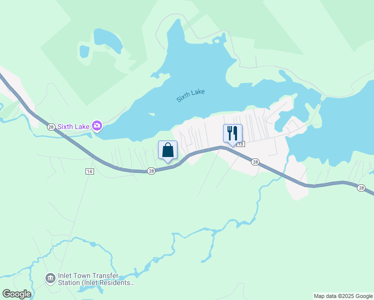 map of restaurants, bars, coffee shops, grocery stores, and more near 333 New York 28 in Inlet