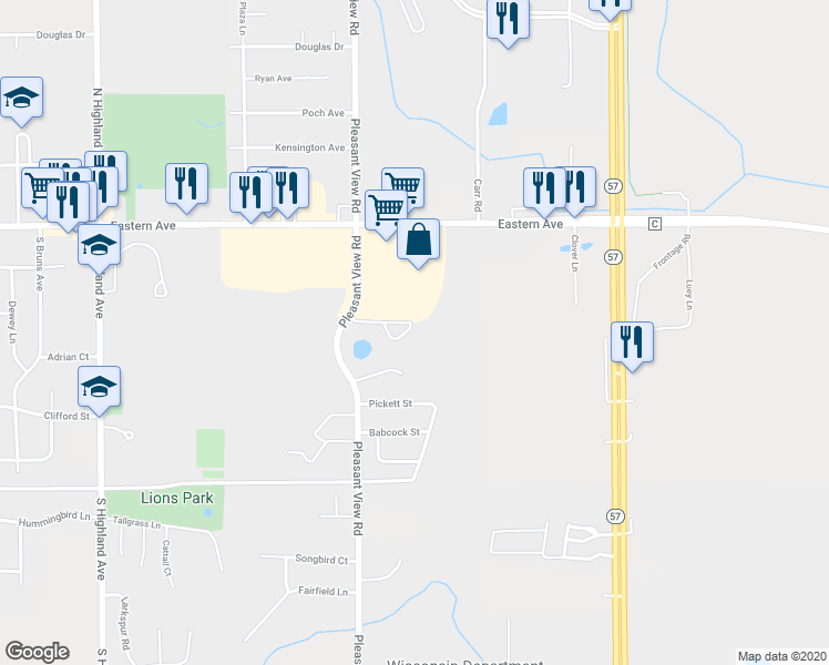 map of restaurants, bars, coffee shops, grocery stores, and more near 223 Pleasant View Road in Plymouth