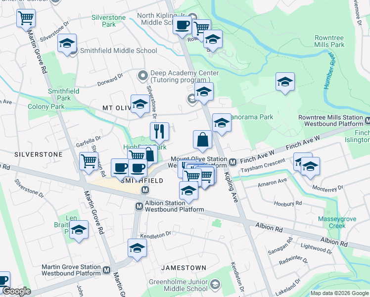 map of restaurants, bars, coffee shops, grocery stores, and more near 40 Stevenson Road in Toronto