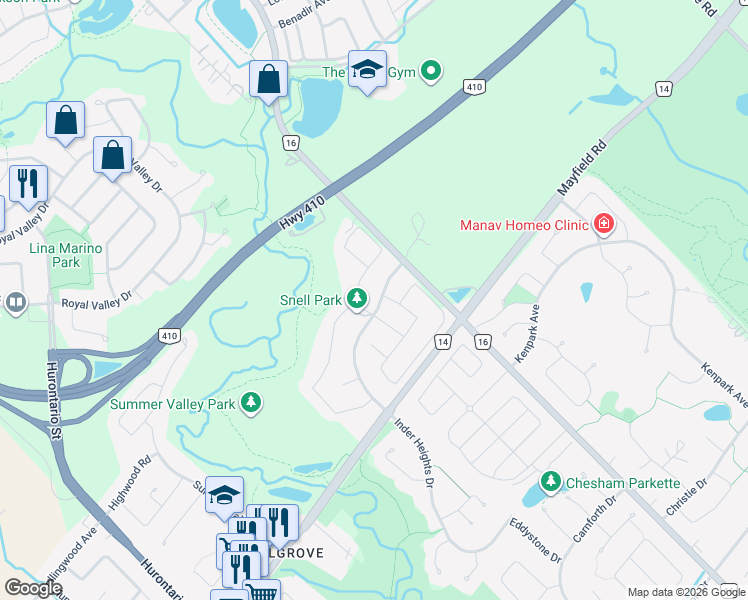 map of restaurants, bars, coffee shops, grocery stores, and more near 50 Snellview Boulevard in Terra Cotta