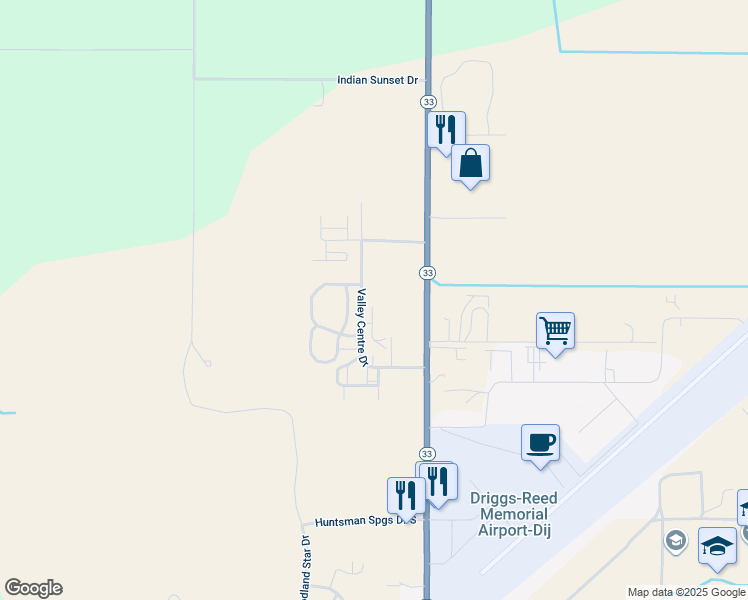 map of restaurants, bars, coffee shops, grocery stores, and more near 786 Valley Centre Drive in Driggs