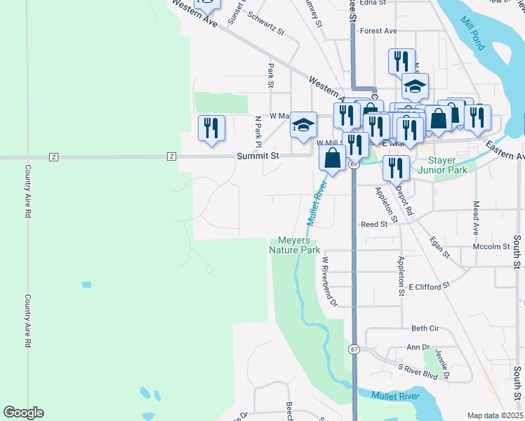 map of restaurants, bars, coffee shops, grocery stores, and more near 319 Frederick Street in Plymouth