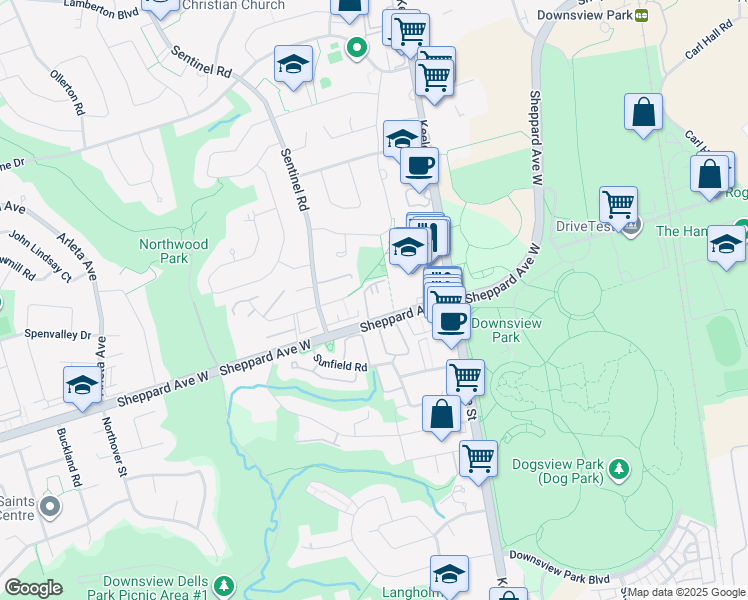 map of restaurants, bars, coffee shops, grocery stores, and more near in Toronto