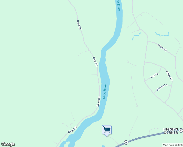 map of restaurants, bars, coffee shops, grocery stores, and more near 92 River Road in Limington