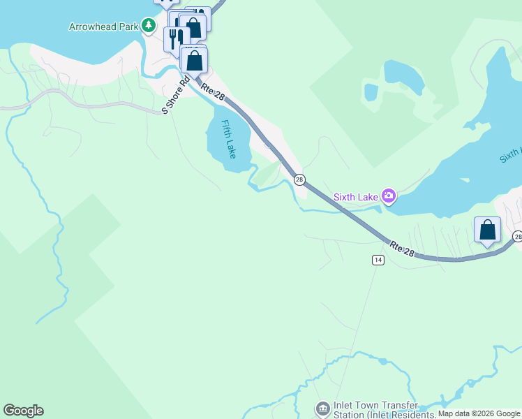 map of restaurants, bars, coffee shops, grocery stores, and more near 13 Jasper Day Trail in Inlet