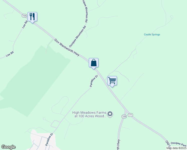 map of restaurants, bars, coffee shops, grocery stores, and more near 398 Governor Wentworth Highway in Moultonborough