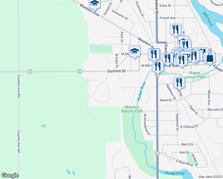 map of restaurants, bars, coffee shops, grocery stores, and more near 319 Frederick Street in Plymouth