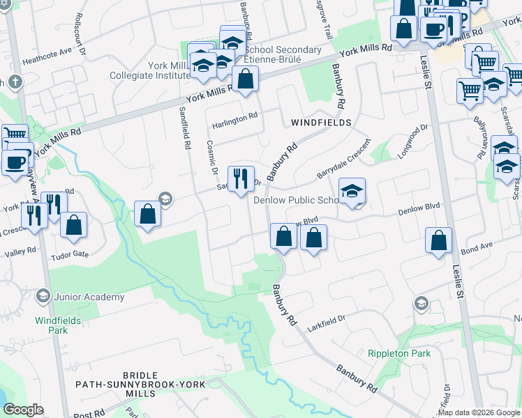map of restaurants, bars, coffee shops, grocery stores, and more near in Toronto
