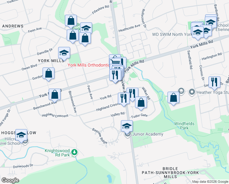 map of restaurants, bars, coffee shops, grocery stores, and more near 78 York Road in Toronto