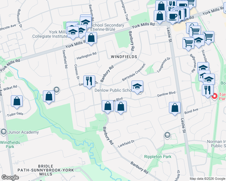 map of restaurants, bars, coffee shops, grocery stores, and more near in Toronto