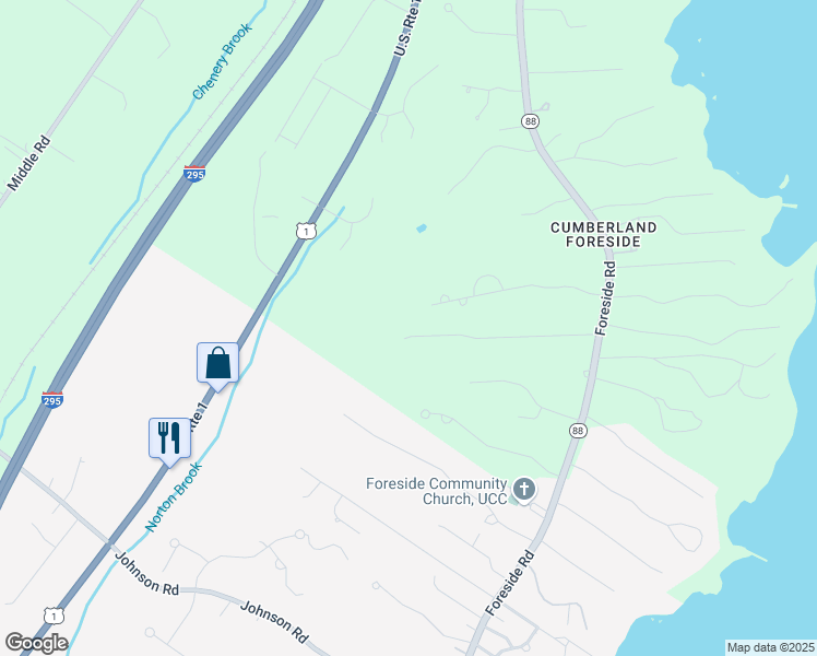 map of restaurants, bars, coffee shops, grocery stores, and more near 27 Stony Ridge Road in Cumberland