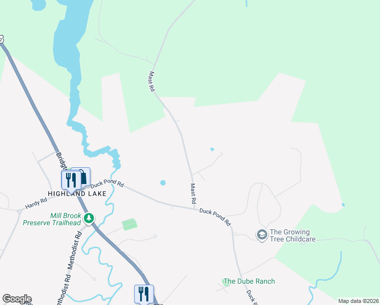 map of restaurants, bars, coffee shops, grocery stores, and more near 112 Mast Road in Westbrook