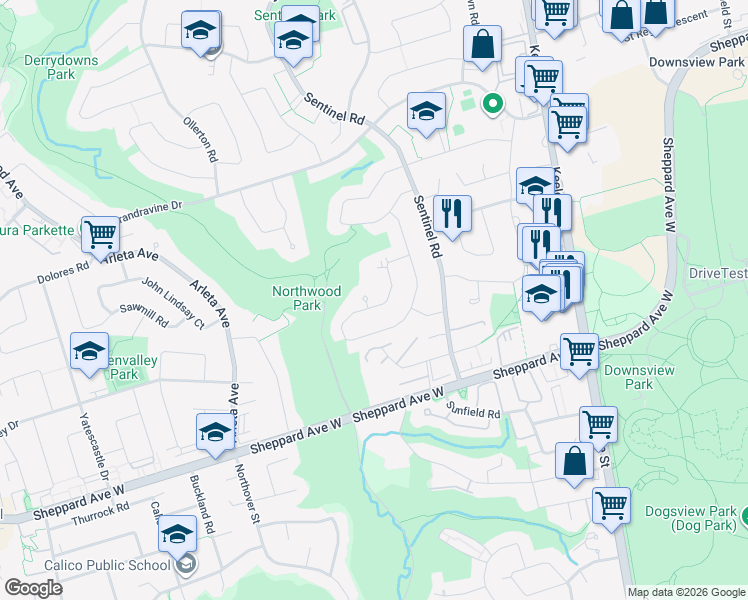 map of restaurants, bars, coffee shops, grocery stores, and more near 171 Benjamin Boake Trail in Toronto