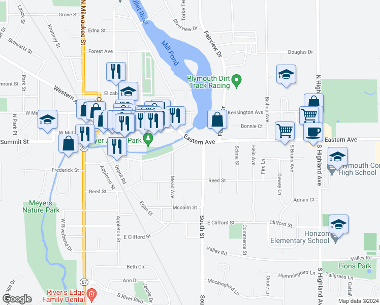 map of restaurants, bars, coffee shops, grocery stores, and more near 706 Collins Street in Plymouth