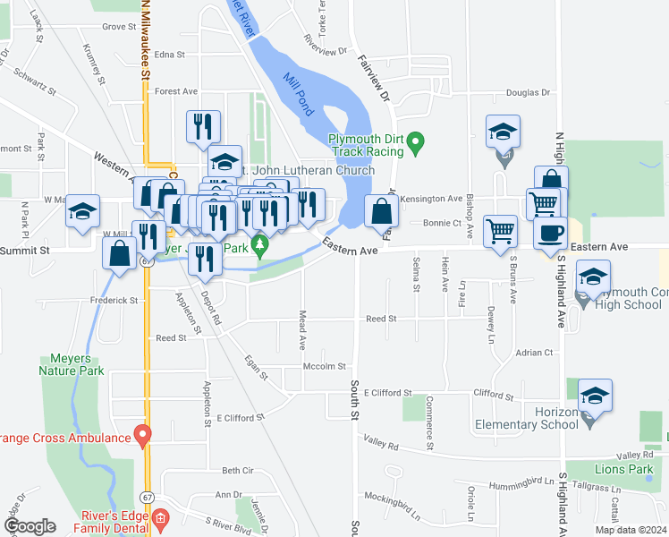 map of restaurants, bars, coffee shops, grocery stores, and more near 706 Collins Street in Plymouth