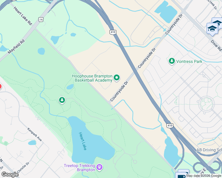map of restaurants, bars, coffee shops, grocery stores, and more near 25 Newkirk Court in Brampton
