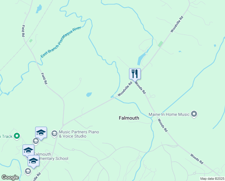 map of restaurants, bars, coffee shops, grocery stores, and more near 138 Woodville Road in Falmouth