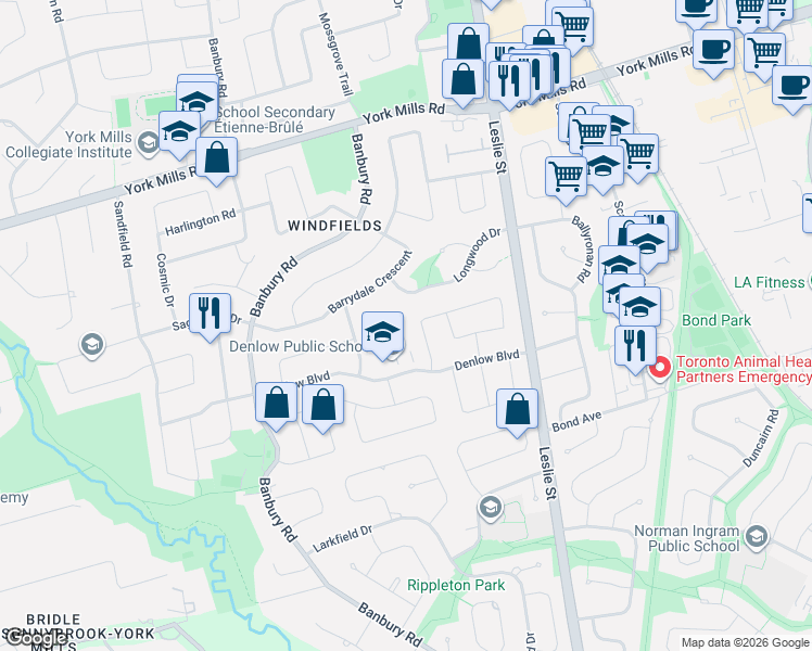 map of restaurants, bars, coffee shops, grocery stores, and more near 20 Apollo Drive in Toronto