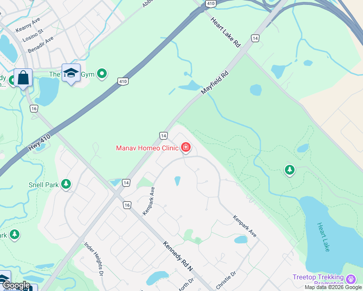 map of restaurants, bars, coffee shops, grocery stores, and more near 7 Stonegate Drive in Brampton