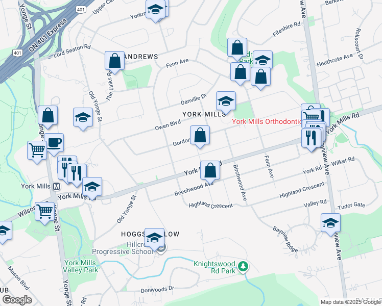 map of restaurants, bars, coffee shops, grocery stores, and more near 66 Munro Boulevard in Toronto