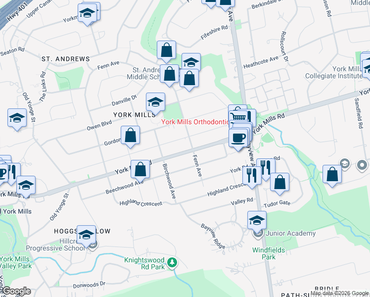 map of restaurants, bars, coffee shops, grocery stores, and more near in Toronto