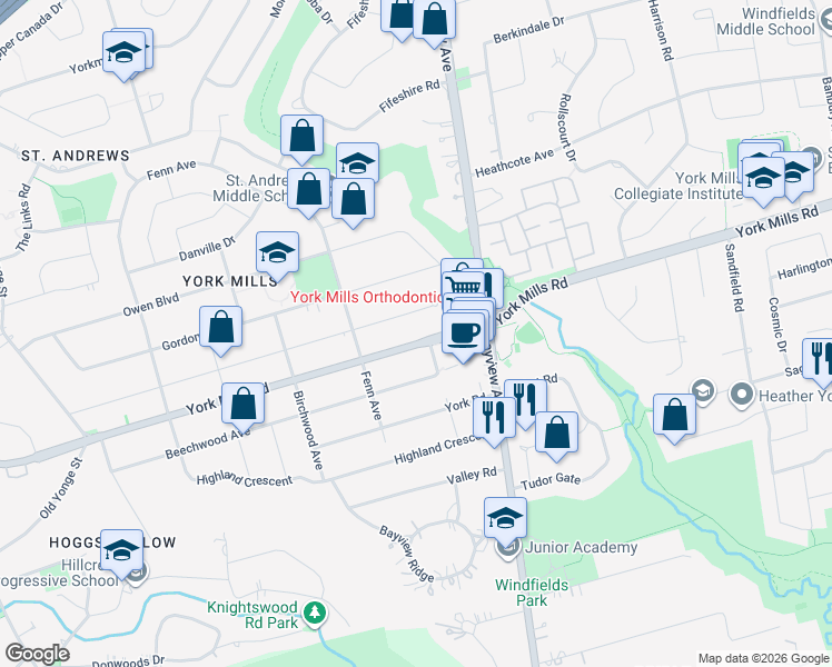 map of restaurants, bars, coffee shops, grocery stores, and more near in Toronto