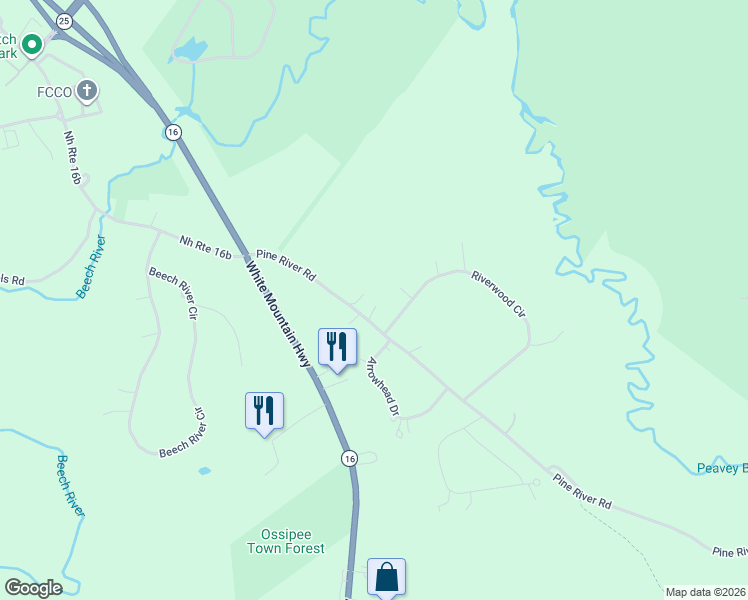 map of restaurants, bars, coffee shops, grocery stores, and more near 63 Pine River Road in Effingham