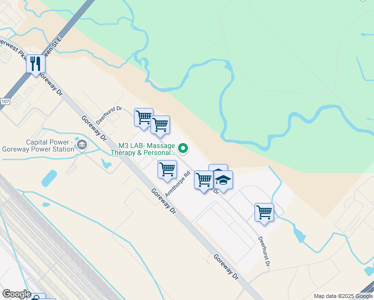 map of restaurants, bars, coffee shops, grocery stores, and more near 335 Deerhurst Drive in Brampton