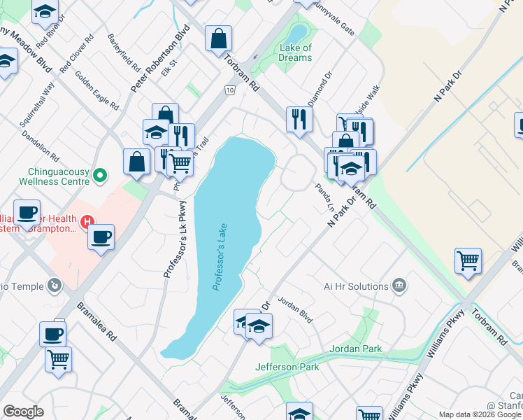 map of restaurants, bars, coffee shops, grocery stores, and more near 22 Piccolo Wood in Brampton