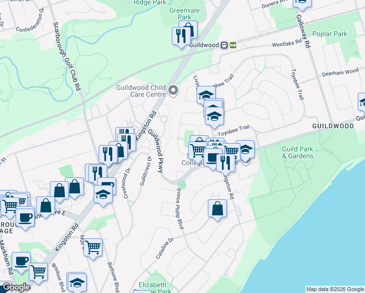 map of restaurants, bars, coffee shops, grocery stores, and more near 37 Rowatson Road in Toronto
