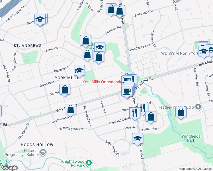 map of restaurants, bars, coffee shops, grocery stores, and more near 148 Munro Boulevard in Toronto