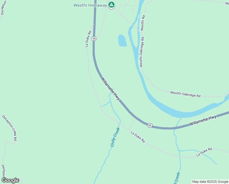 map of restaurants, bars, coffee shops, grocery stores, and more near 46407 Oregon 58 in Westfir