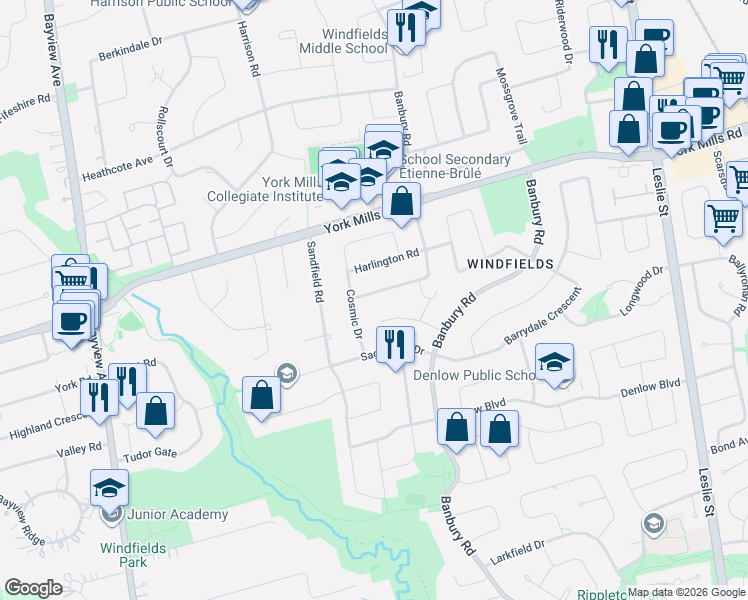 map of restaurants, bars, coffee shops, grocery stores, and more near 7 Chipstead Road in Toronto