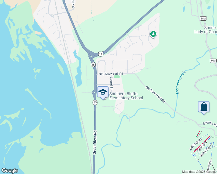 map of restaurants, bars, coffee shops, grocery stores, and more near 4109 Riverview Drive in La Crosse